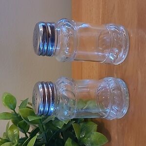 VINTAGE Diner Style Glass Salt and Pepper Shakers with Stainless Lids